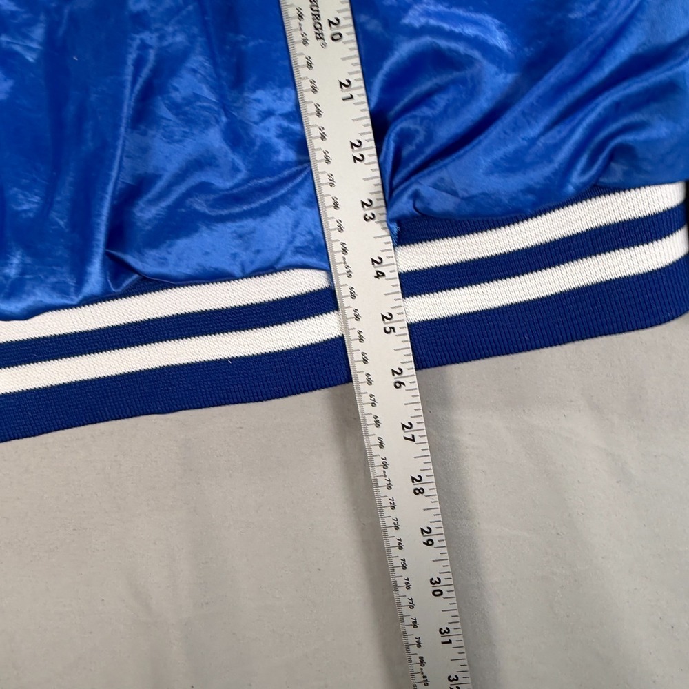 Vintage Railroad Satin Jacket Mens Large Four Seasons Blue Rail Car Snap 90s - Picture 9 of 10